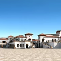 Modern Residential Building With Balconies Retail Units Red Tiled Roof And Open Plaza
