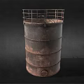 Rusted Military Vehicle With Metal Cage Top And Side Ladder Structure