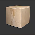 Sturdy Square Cardboard Box with Brown Tape Sealing on Dark Background 3d model