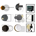 Modern Geometric Wall Decor With Circular Marble And Metal Frame Designs 3d model