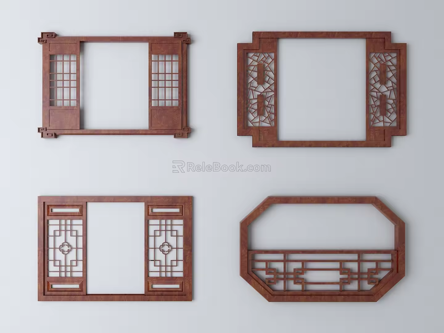Chinese window hollowed-out window grilles 3d model
