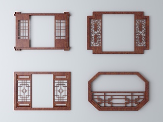 Chinese window hollowed-out window grilles 3d model