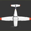 White Propeller Aircraft With Orange Blue Wing Tail Accents In Aerospace Design