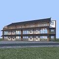 Traditional Modern Blend Two Story Boutique Guesthouse Building With Black Tiled Roof And Large Windows