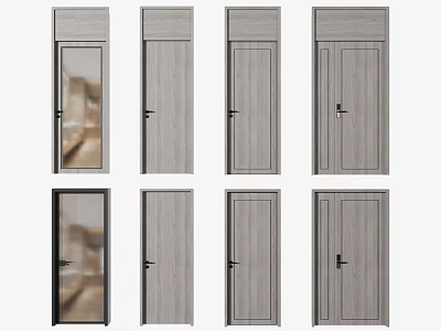 Various Styles Of Swing Doors With Wooden Frames And Glass Panel Design Options 3d model