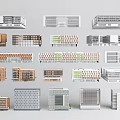 Modern Office Buildings Architectural Models in Various Styles With Glass Facades and Brick Exteriors