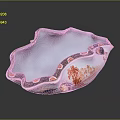 Elegant Blue Ceramic Bowl With Intricate Red Gold Aquatic Animal Decorative Patterns