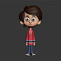 3D Cartoon Boy Game and Movie Character with Brown Hair Red Hoodie Blue Pants Standing