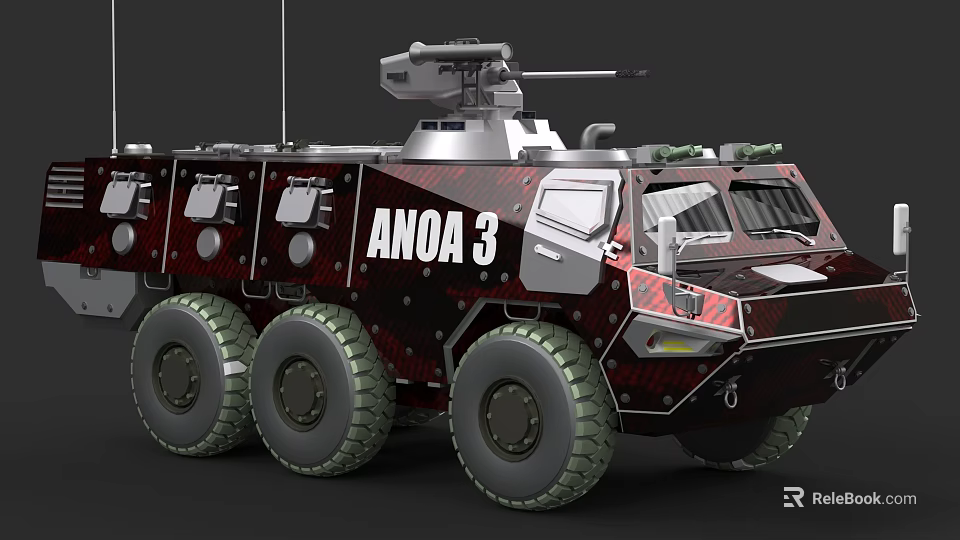 ANOA 3 Military Armored Vehicle With Wheeled Structure And Turret System 3d model 