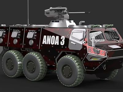 ANOA 3 Military Armored Vehicle With Wheeled Structure And Turret System 3d model