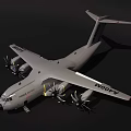 Airbus A400M Military Transport Aircraft With Four Propellers On Dark Background