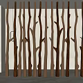 Natural Branch Shaped Wooden Room Divider For Modern Interior Space With Potted Plant