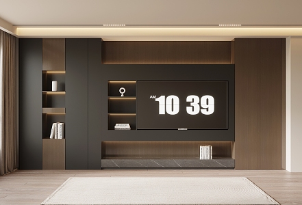 Italian minimalist TV background wall invisible door 3d model