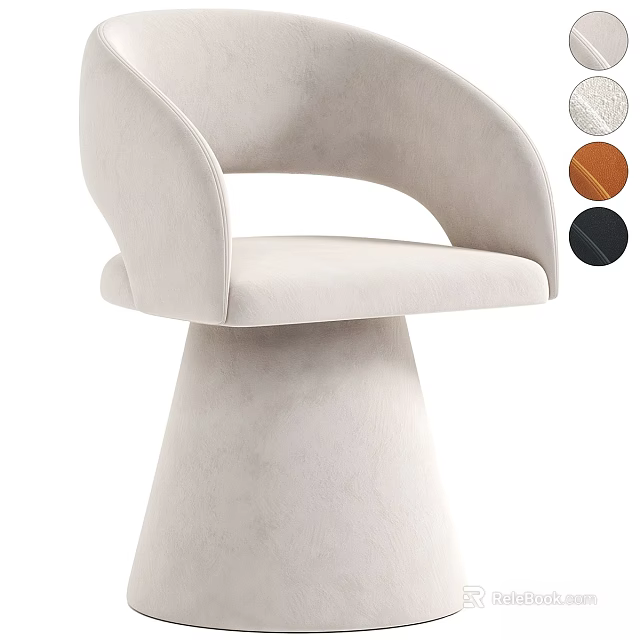 Modern Velvet Accent Chair With Curved Backrest Conical Base And Multiple Color Options 3d model 