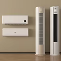 Modern Wall Mounted Air Conditioners And Tower Fans With White Beige Sleek Design