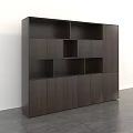 Sleek Modern Dark Wood Bookcase With Multiple Compartments And Cabinet Doors