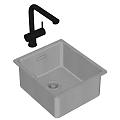 Black Modern Faucet With Stainless Steel Single Bowl Square Kitchen Sink