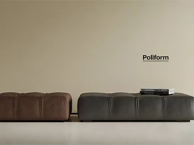 Poliform Brown And Black Leather Sofa Stools With Minimalist Stitched Design 3d model
