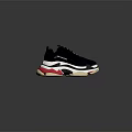 Trendy Black Sneakers With White Red Beige Chunky Sole And Modern Sporty Design