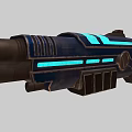 Two Futuristic Blue Energy Guns With Glowing Stripes And Textured Parts