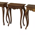 Classic Carved Dark Brown Solid Wood Nesting Side Tables Set For Traditional Home Interior Decor