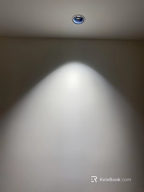 Downlights and Spotlights Producing Focused White Light Beam on Interior Wall 3d model 