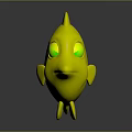 Cute Cartoon Orange Fish Character With Big Blue Eyes 3D Rendered Marine Creature