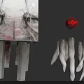 Cube Character With Closed Eyes Facial Design Red Orbs And White Wing Like Structures