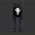 Blue And White Low Poly Style Cat With Long Tail In Crouching Pose Dark Background