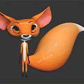 3D Rendered Cartoon Fox Character With Orange Fur Big Ears And Long Tail Standing
