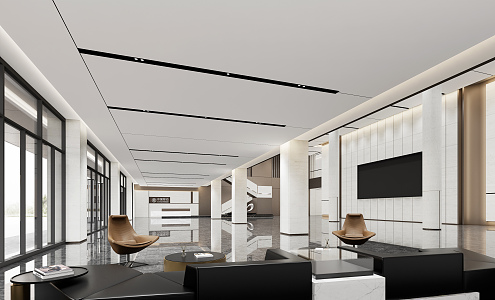 Modern Hall Corporate Lobby 3d model