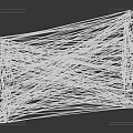 Modern Abstract Sculpture Made Of Black Metal Wires In Curved Twisted Shape