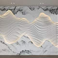 Modern Marble Accent Wall With Wavy Patterns And Built In Lighting For Interior Decor