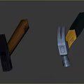 Sturdy Hammers With Wooden And Yellow Black Handles For Workshop Tools