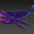 Mythical Vibrant Purple And Blue Aquatic Creature With Sharp Teeth And Scaly Body