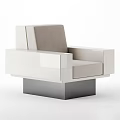 Modern Minimalist Single Sofa With Light Gray Cushions Ivory White Frame And Dark Metal Base