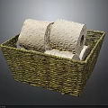 Wicker Basket Holding Soft Toilet Paper Rolls For Bathroom Organization