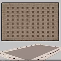 Woven Textured Square Rug With Brown Grid Pattern On Beige Background For Home Decor 3d model