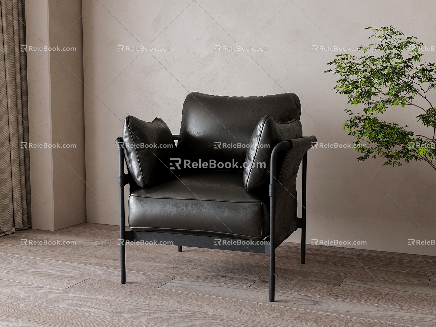 Single Leather Sofa 3d model