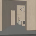 Modern Living and Dining Room Interior With Wooden Walls Round Pendant Light And Sofas