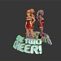 Game Movie Cheerleader Characters Two Blonde Women In Red Outfits Showing Cheer Spirit