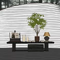 Modern CCD Hotel End View Table Ornaments Floriculture Combination Green Plant Table Lamp Table Moss Screen 3d model
