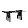 Modern Minimalist Wooden Coffee Table With Rectangular Top And Curved Legs 3d model