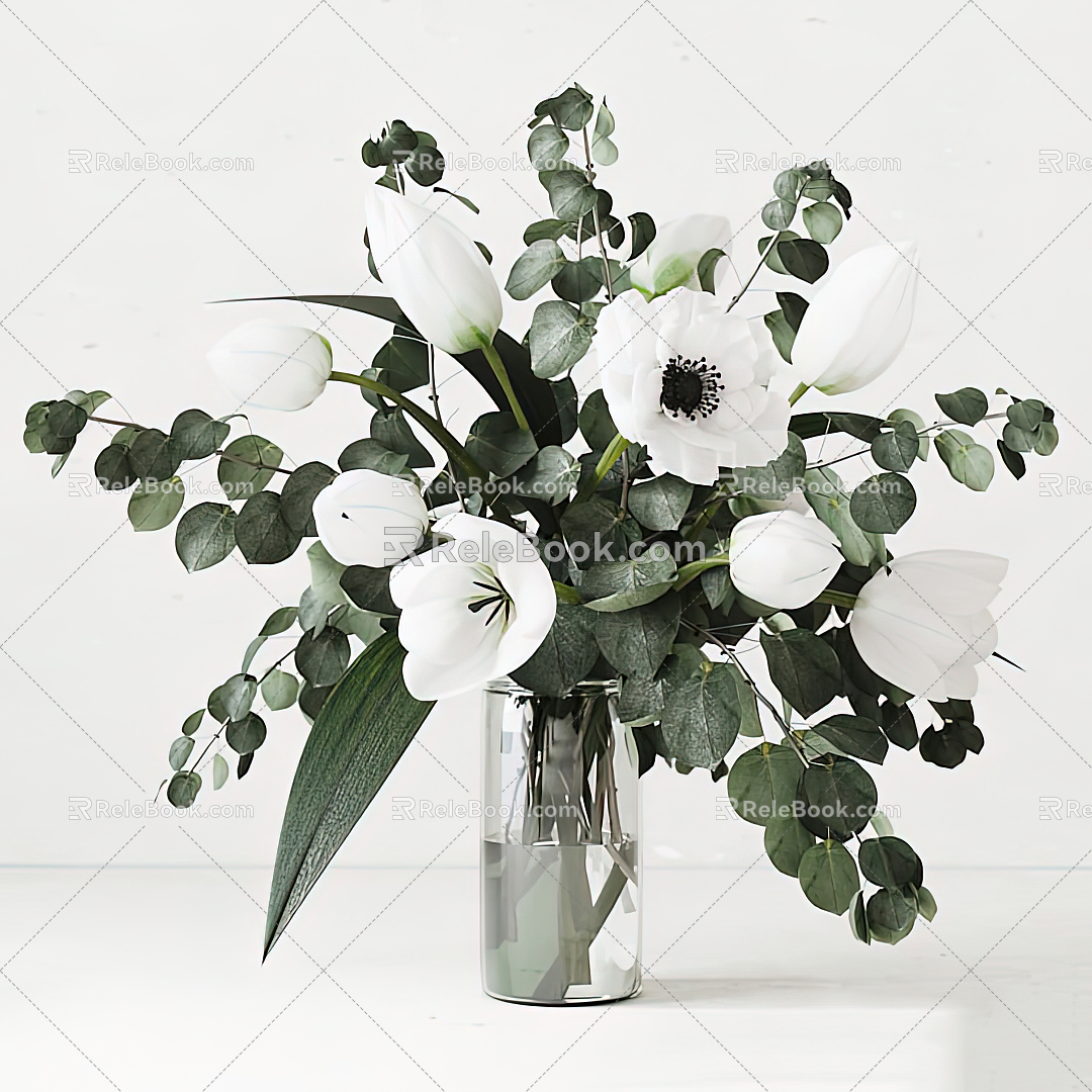 Modern vase flower arrangement 3d model