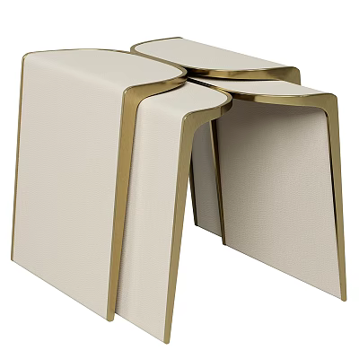 Modern Elegant Side Table with Gold Metal Frame and Beige Fabric Top Unique Design 3d model