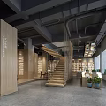 Book Art Gallery Interior Design With Wooden Bookshelves Staircase And Natural Light