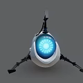 Futuristic Cybernetic Character With White Black Body Blue Glowing Core And Mechanical Arms