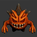 Fierce Red Fiery Creature Character With Sharp Teeth And Glowing Claws