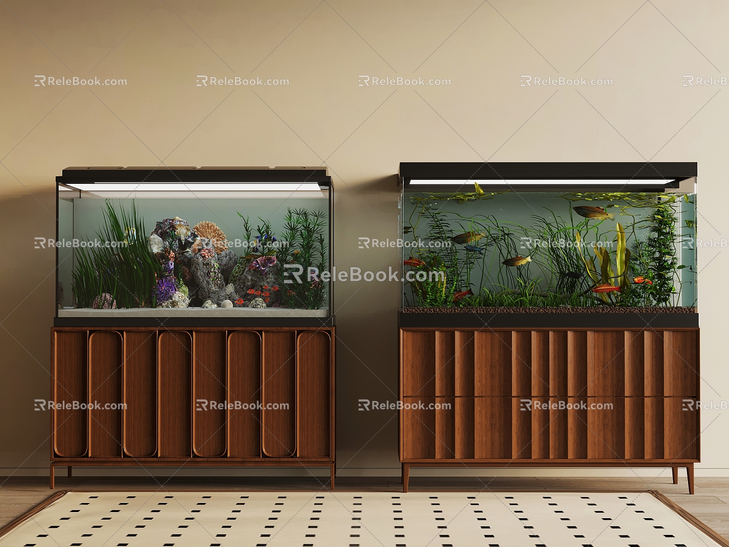 Middle style fish tank 3d model