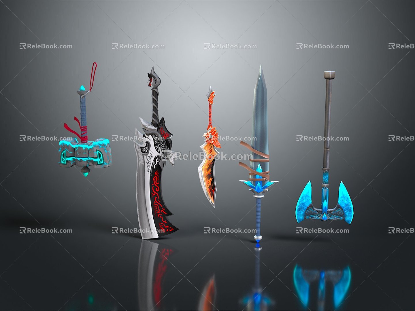 Cold weapons Sword Sword Sword Sword Axe Hook Fork Spear Trident Melee Weapon Military 3d model